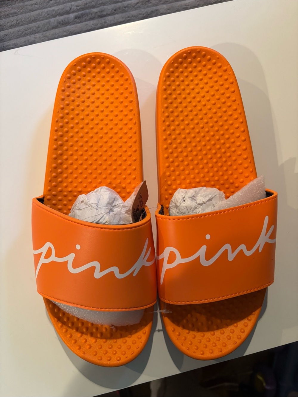 PINK Victoria's Secret Orange Slide Sandals